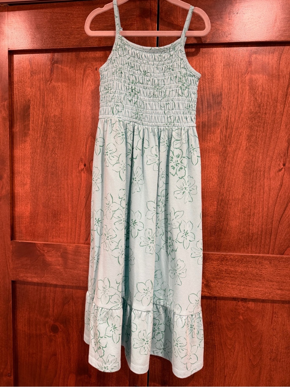 Girls' Blue and Green FloralMaxi Dress - Size 4/5